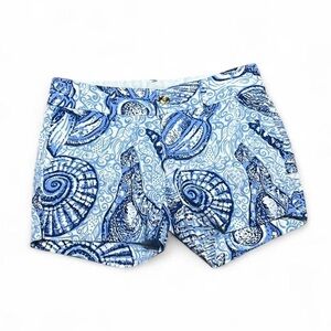 Lilly Pulitzer Blue and White Shell Print Shorts
